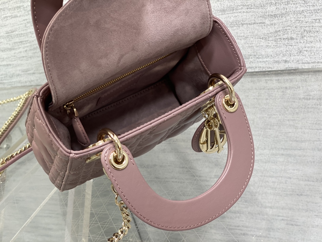 Mini Lady Dior Bag Lilac Cannage Lambskin